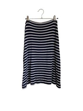 MILK SNOB Navy & White Striped A-Line Skirt -